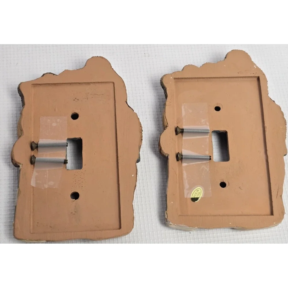 VTG 2x Ceramic Father Son Family 3D Teddy Bear Light Switch Cover Plate Nursery